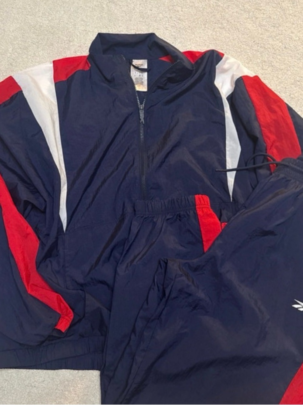 Boys Reebok Navy, Red & White Track Jacket Classic Athletic Track Suit